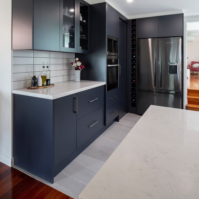 Volledige Matte Black Color-de Keuken Moderne Kasten van pvc voor de Keukenkast van het Keukenmeubilair