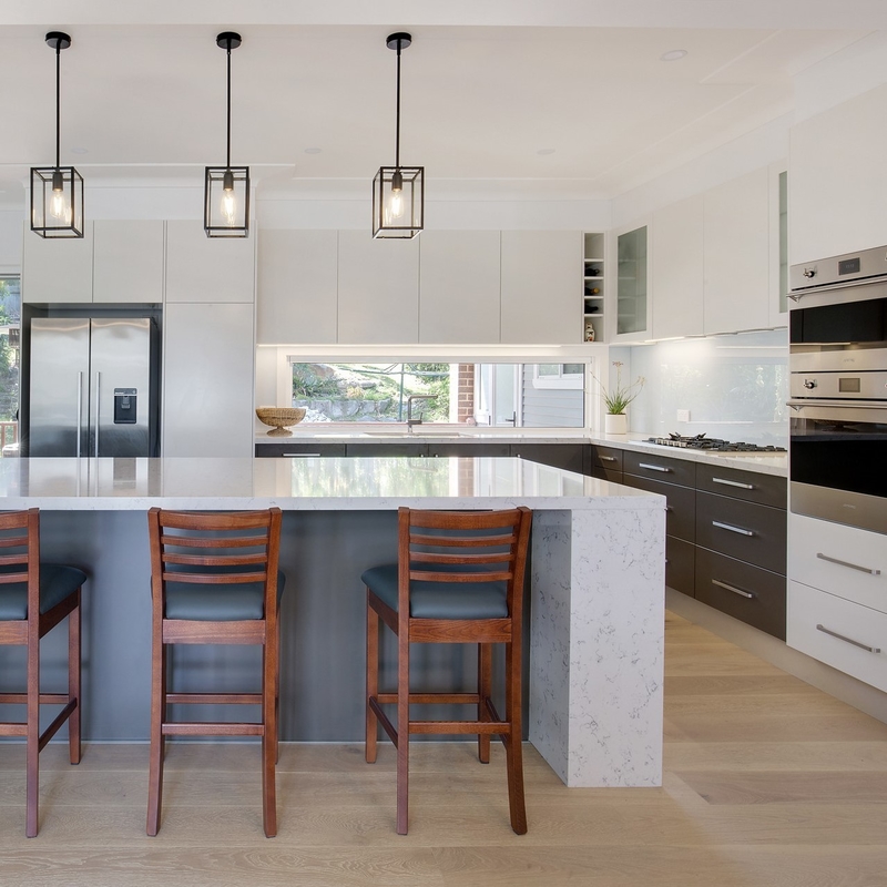 Anti-dumping donkergrijze en witte melamine keukenkast houten RTA modulaire deur