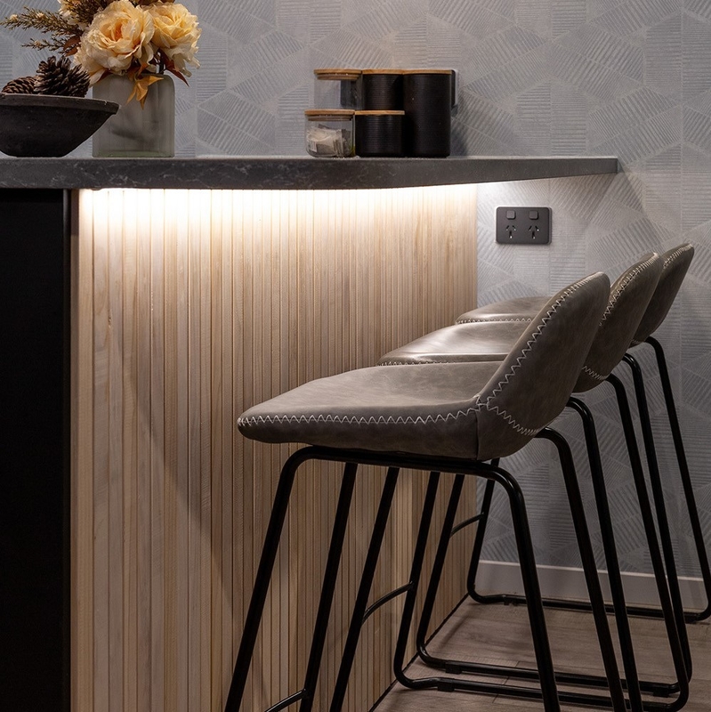 Eenvoudige L-vormige van de de Luxe Modulaire Donkere Zwarte Stevige Houten Keuken van Keukeneenheden de Kastreeks