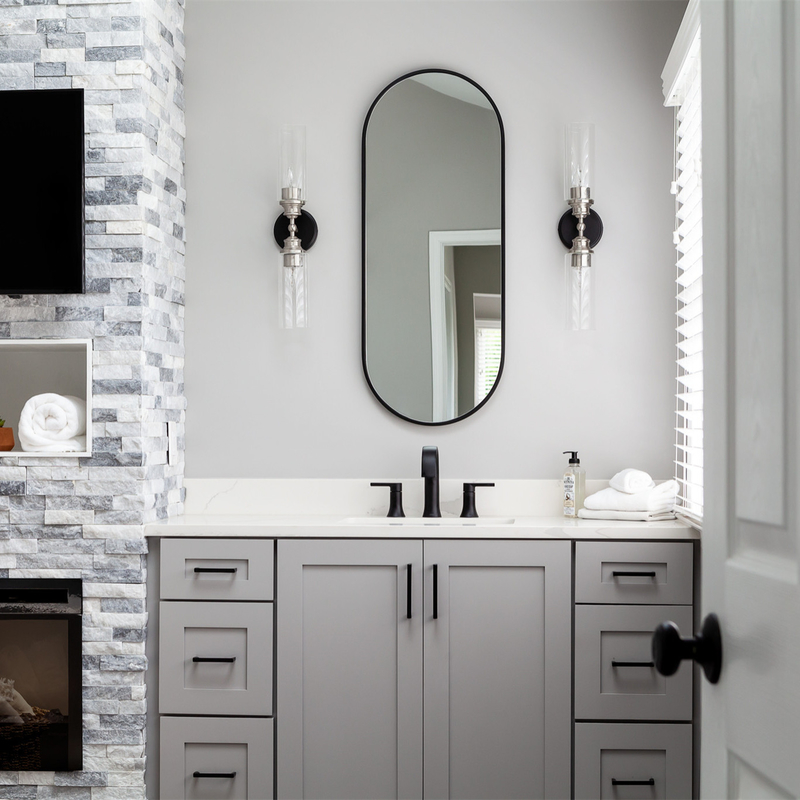 Eenheden Combo van luxe de Neutrale Grey Shaker Style Lacquer Bathroom Vanity met 2 Deuren 6 Laden