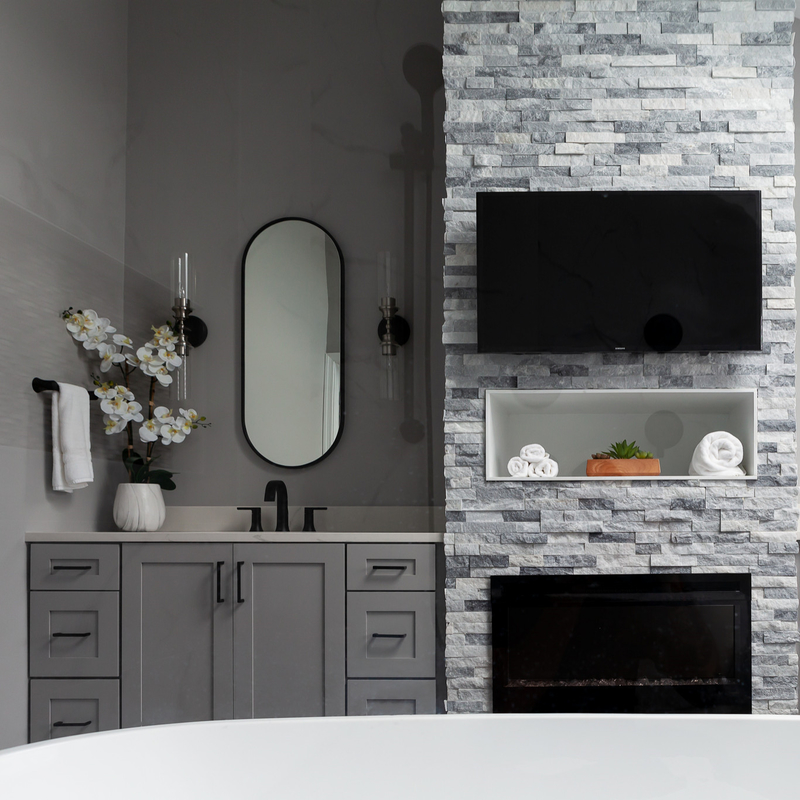Eenheden Combo van luxe de Neutrale Grey Shaker Style Lacquer Bathroom Vanity met 2 Deuren 6 Laden