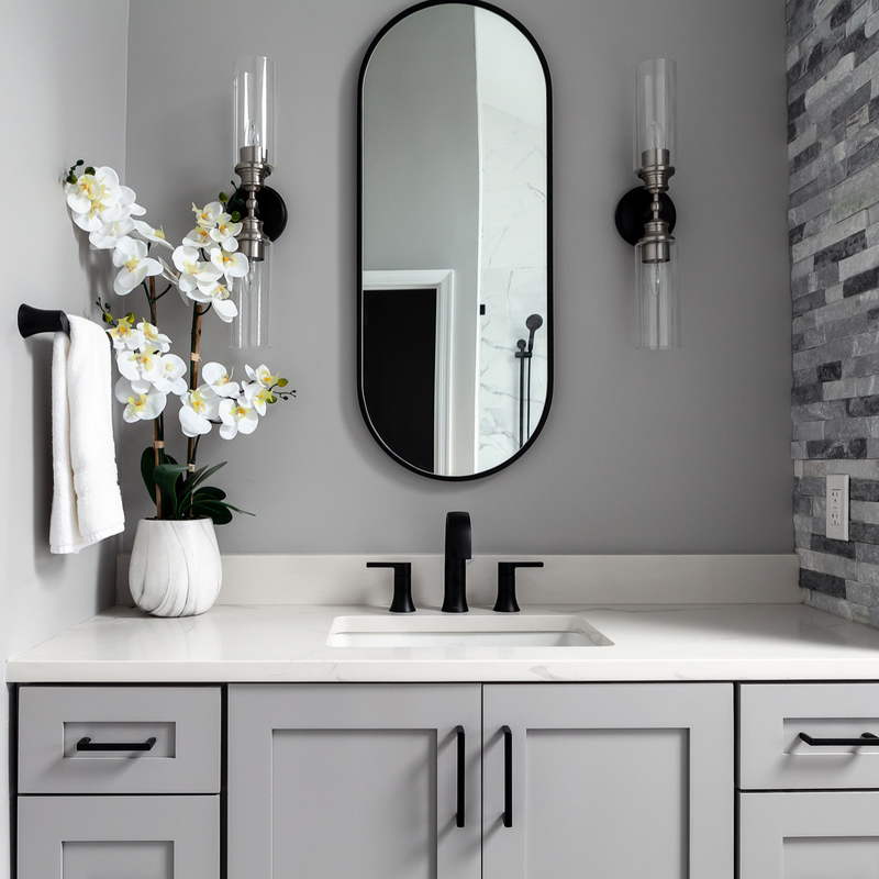 Eenheden Combo van luxe de Neutrale Grey Shaker Style Lacquer Bathroom Vanity met 2 Deuren 6 Laden