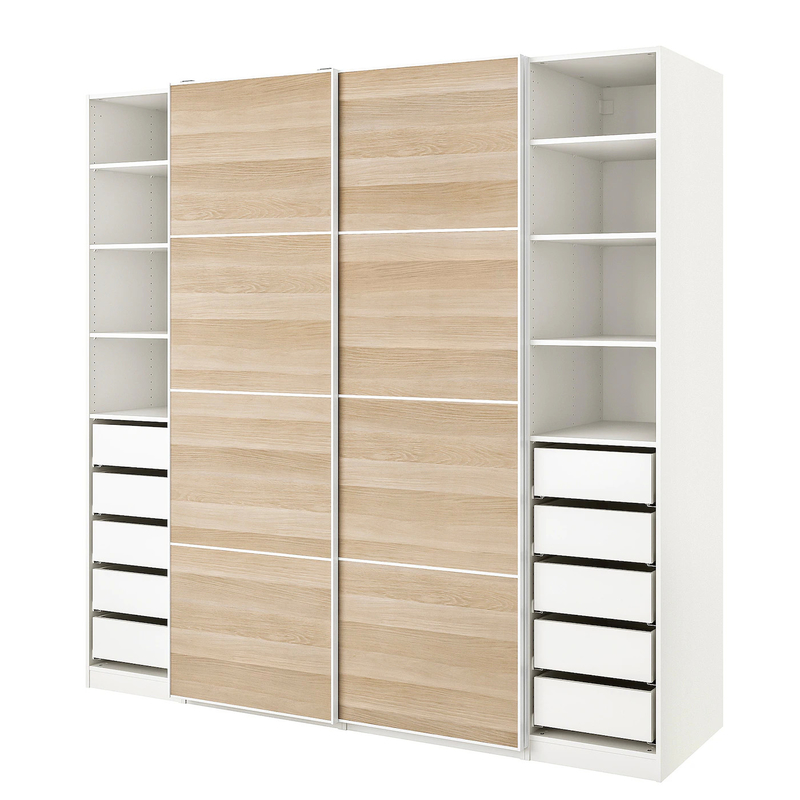 Van de de Kast de Moderne Modulaire Lak van de melamineschuifdeur van de de Slaapkamermuur Vlakte van de de Garderobe Houten Korrel