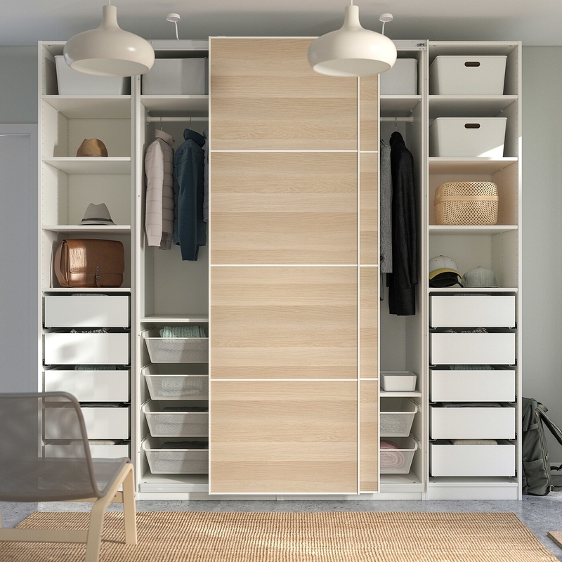 Van de de Kast de Moderne Modulaire Lak van de melamineschuifdeur van de de Slaapkamermuur Vlakte van de de Garderobe Houten Korrel