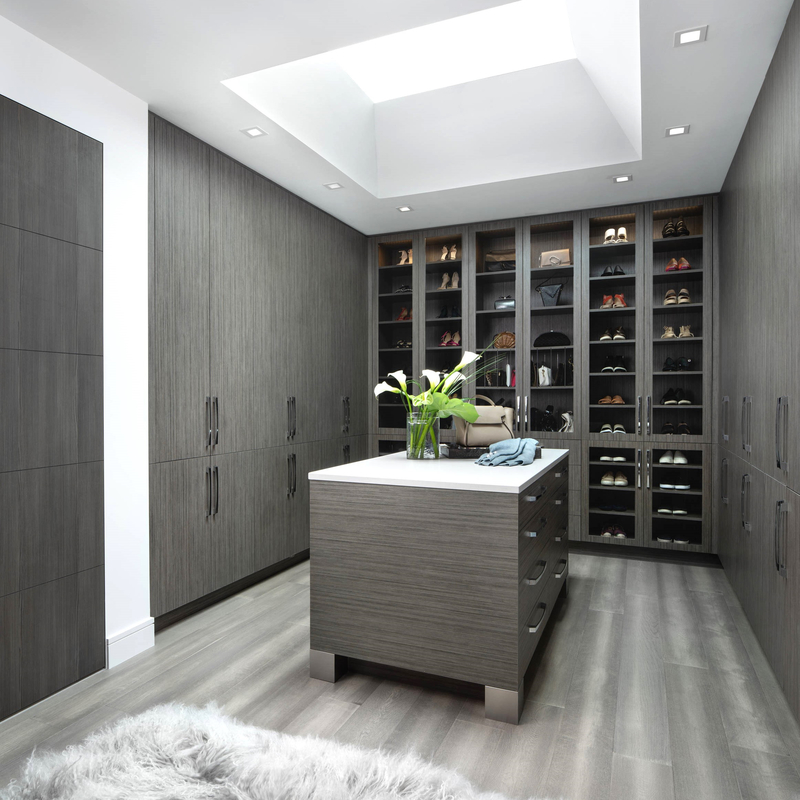Moderne het Glasdeur van Huis Beige Grey Melamine Walk In Closet voor Kleedkamer