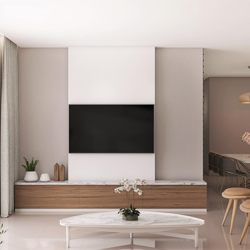 De moderne Witte Donkere Grey Wall Mounted-van de het Kabinetsmelamine van TV van de de Eenheidsbank van TV Houten Korrel