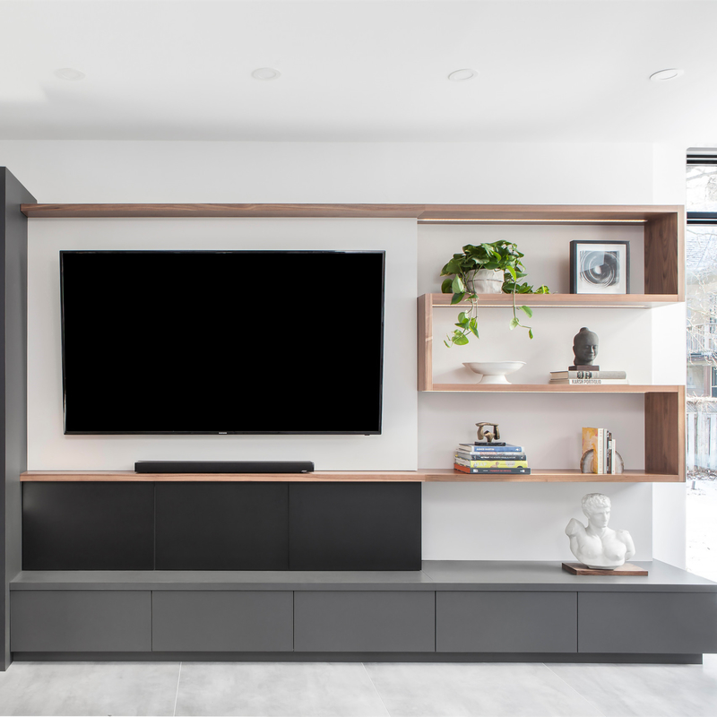 Het duurzame MFC Minimalistische Donkere Grey Lacquer Kabinet van TV met Opslaglade