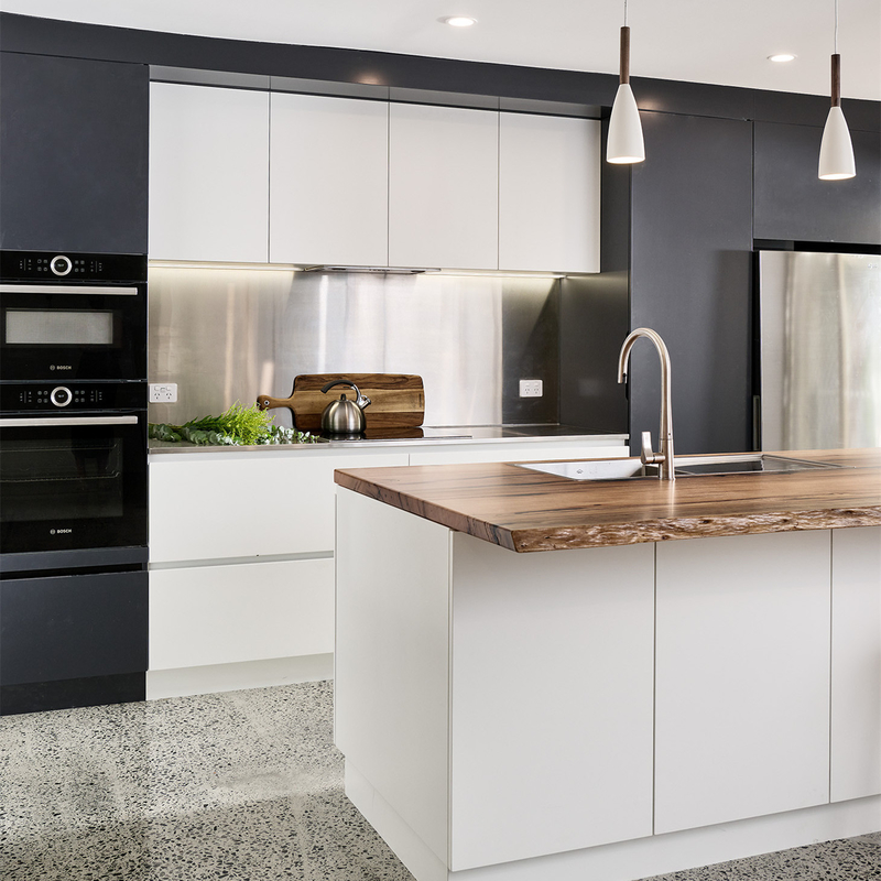 Aangepast Volledig I-van de de Eettafel Multifunctioneel Wit en Zwart Keuken van de Vormlak de Eenheidseiland