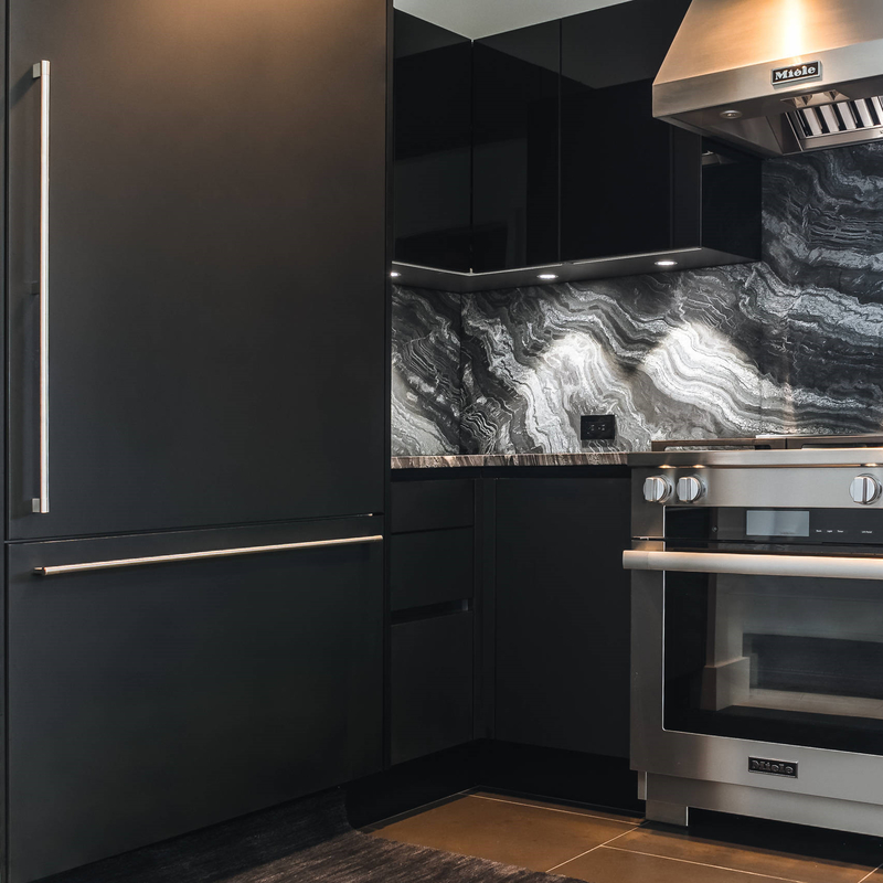 Het multifunctionele U-vormige Zwarte Houten Meubilair van de de Lakkeuken van de Keukenkastopslag voor Huis