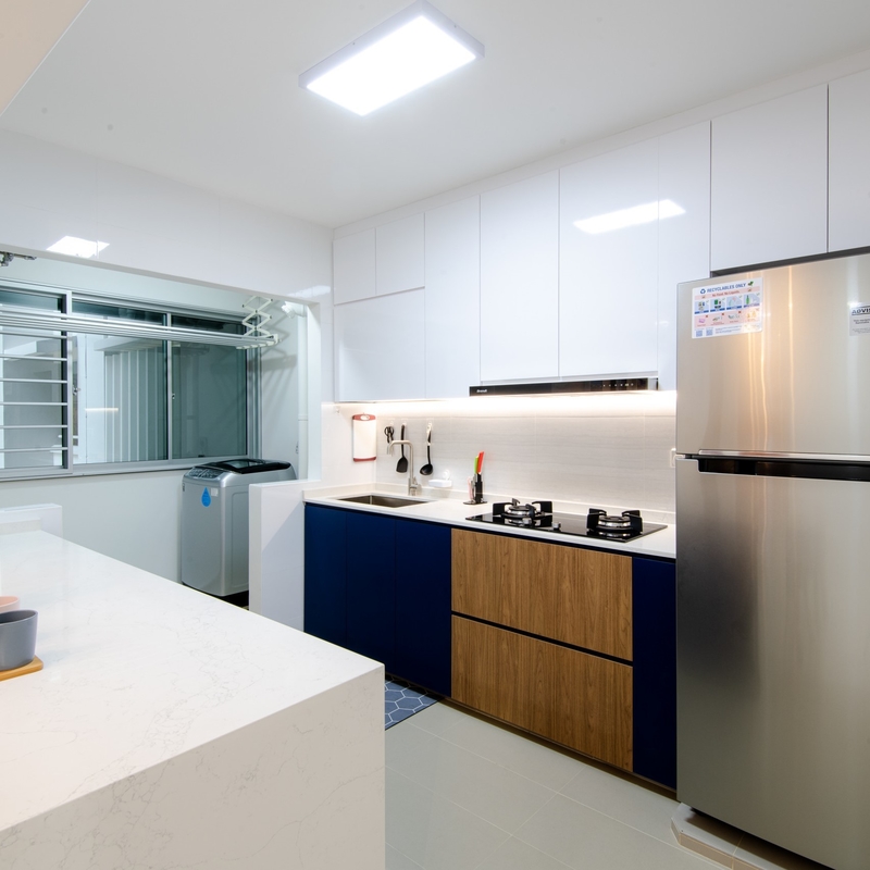 Moderne Hoog polijst de Witte van het de Opslaghuis van de Lakkeukenkast Kleine Marineblauwe Modulaire Houten Textuur