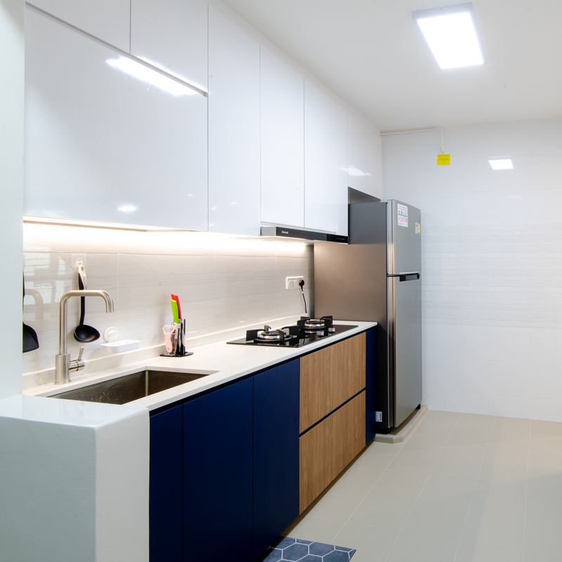 Moderne Hoog polijst de Witte van het de Opslaghuis van de Lakkeukenkast Kleine Marineblauwe Modulaire Houten Textuur