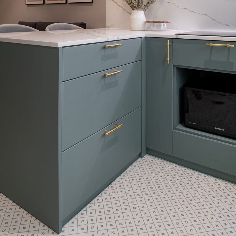 Gray And Blue Lacquer Storage-het Handvat Kleine Reeks van het Kastmetaal met Gootsteenkeukenkasten