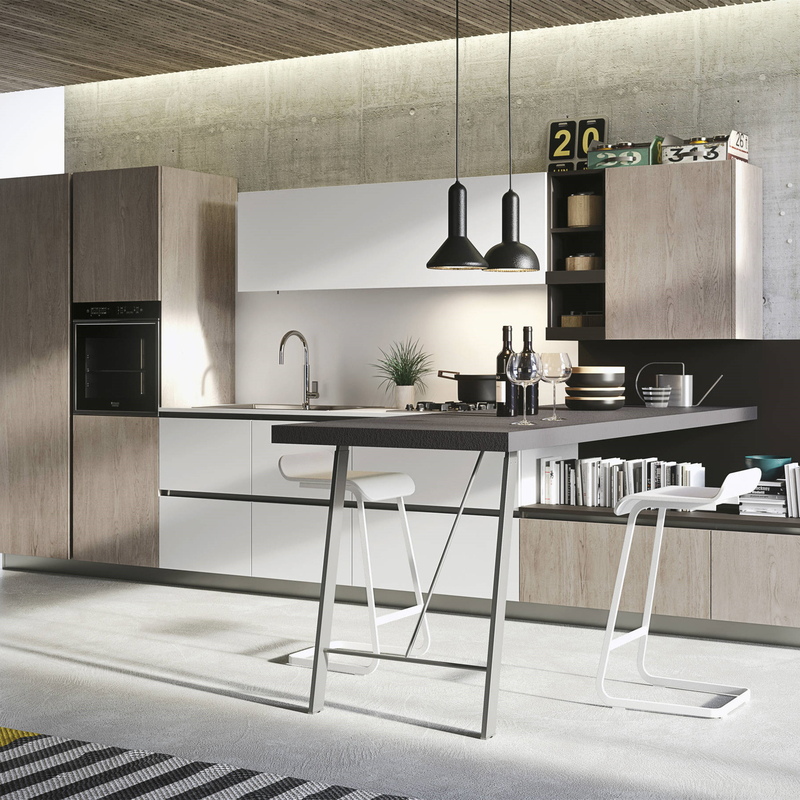 Melamine Afwerking Keuken Hangkast Mix Met Witte En Zwarte Kleur Greeploos