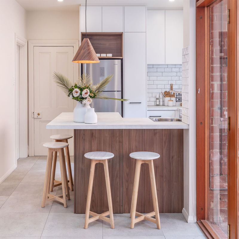 Carb P1 Kleine keukenkast Alles in één ruimte Efficiënte matwitte melamine kitchenette
