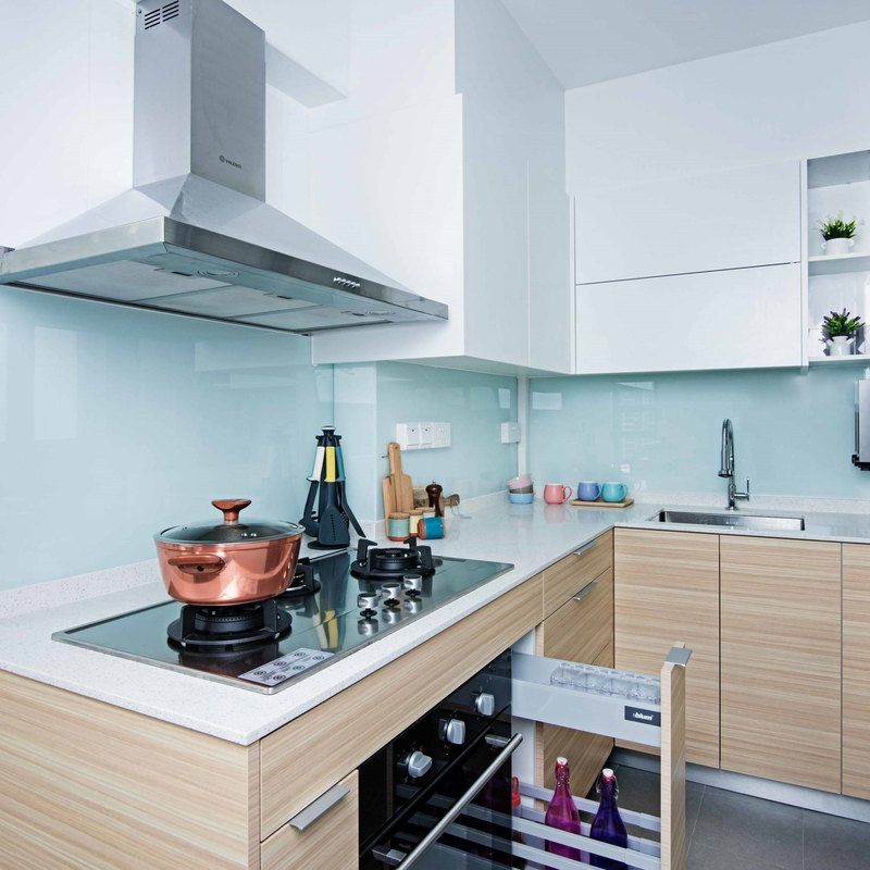 Chinese Moderne Hoge Stijl - van de de Keukenkast Witte en Houten Korrel van de kwaliteits Kleine Melamine de Keukenkastenreeksen
