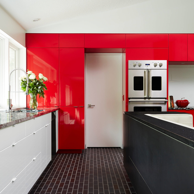Hoogglans Wijnrode Kleur Keukenkasten Complete Sets Moderne Flat Panel Lak Keuken