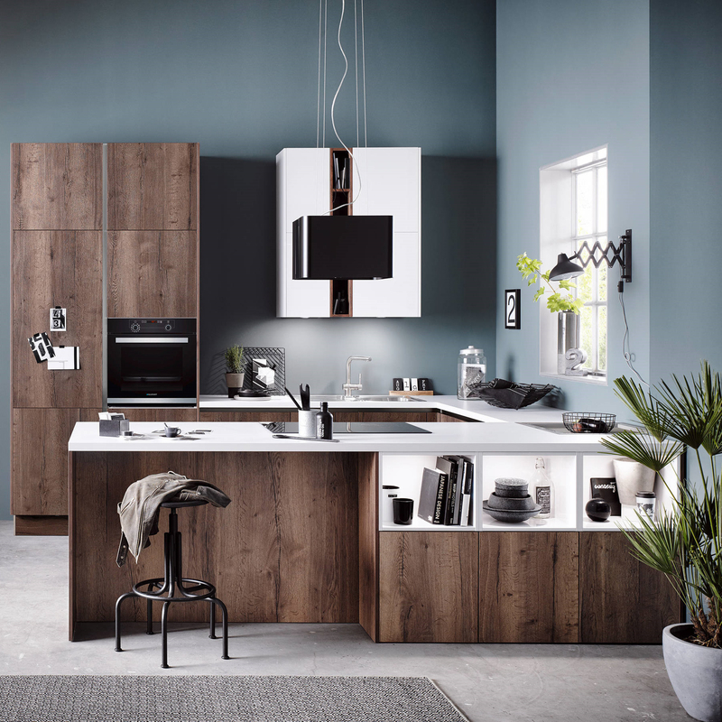 Modulaire keuken MDF hout fineer keukenkasten meubels alles in één met kookeiland