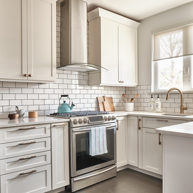 High-end witte shaker kleine keukenkasten U-vorm mini keuken massief houten kitchenette