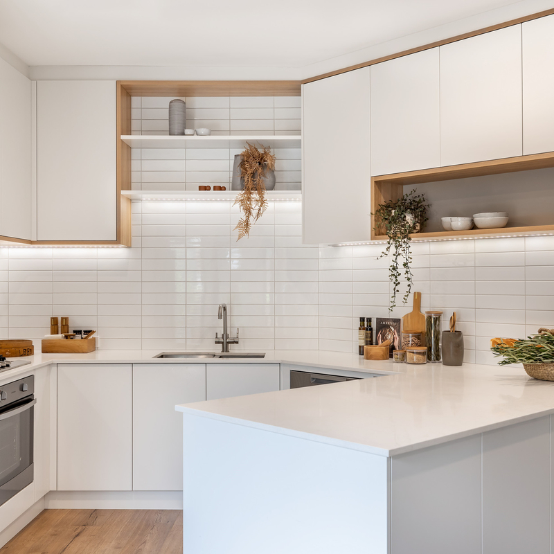 U de Keukenkasten van Vormmatte white melamine small modular met Handless-Ontwerp voor Flat