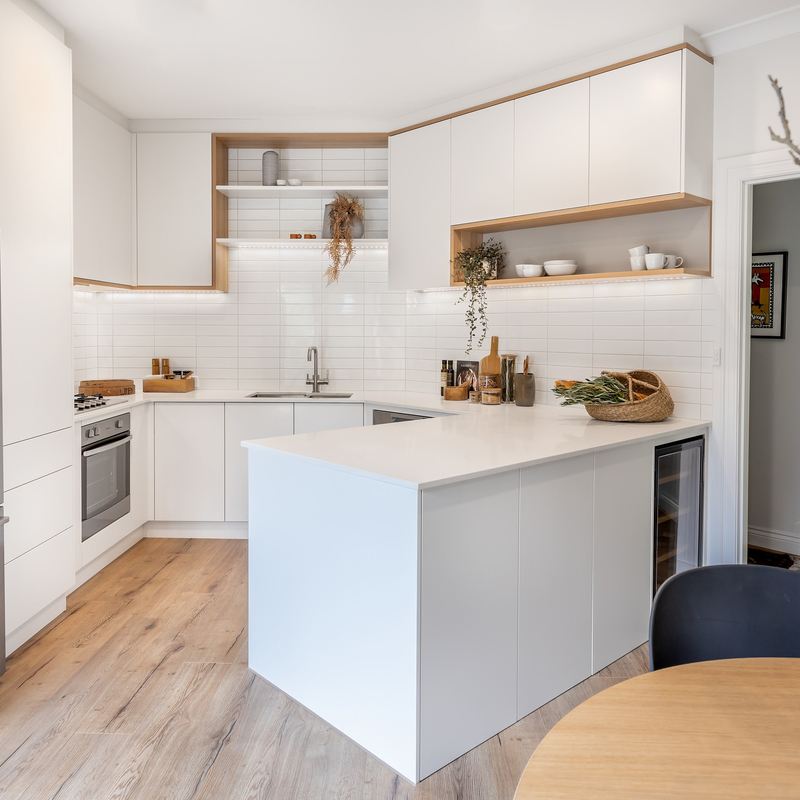 U de Keukenkasten van Vormmatte white melamine small modular met Handless-Ontwerp voor Flat