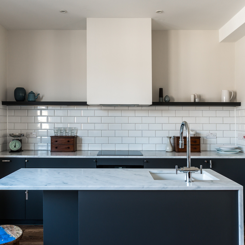 Modern appartement meubels zwart lak Matt Island en keuken basis kasten met 3 lades
