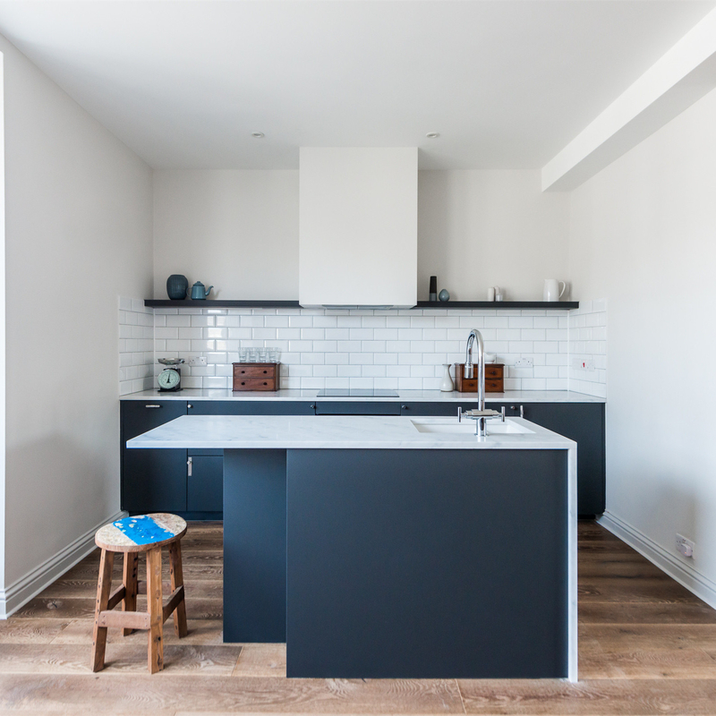Modern appartement meubels zwart lak Matt Island en keuken basis kasten met 3 lades