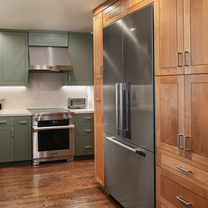California Villa Gebruik Keukenkast Solid Wood Modern Shaker Stijl Groen En Bruin Kasten