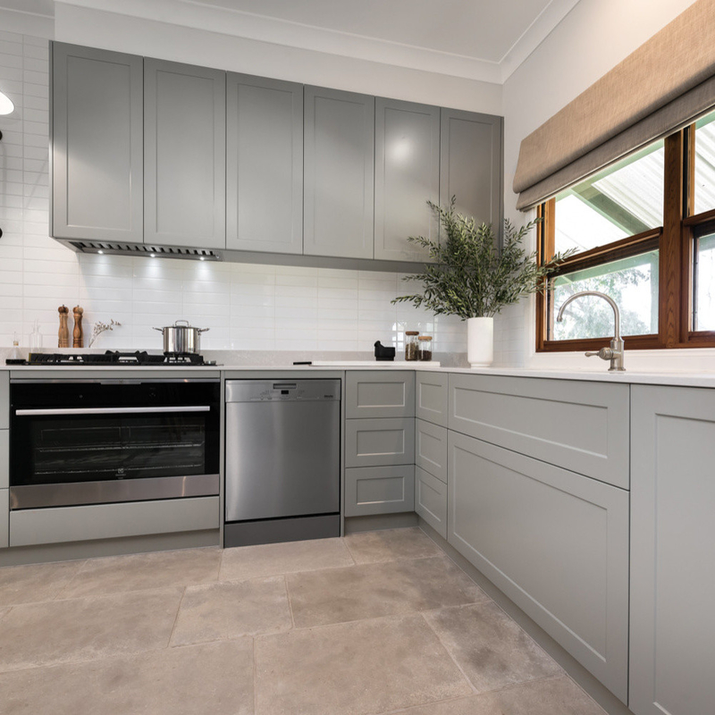 Focus op kabinetontwerp Modulaire keukenkasten Moderne USA Grey Shaker kast Voor groothandel