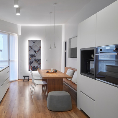 Waterdichte interieur witte lak keukenkast greeploos voor appartement