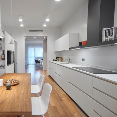 Waterdichte interieur witte lak keukenkast greeploos voor appartement