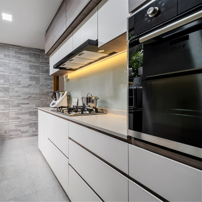 Waterdichte interieur witte lak keukenkast greeploos voor appartement